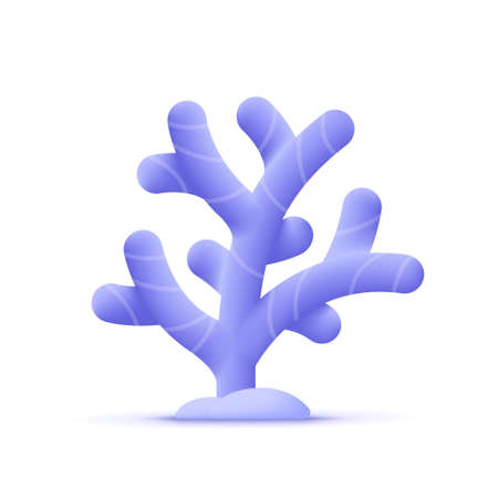 Coral, coral reef. Ocean plants, underwater species, sea ocean flora and fauna, marine creatures. 3d vector icon. Cartoon minimal style.のイラスト素材