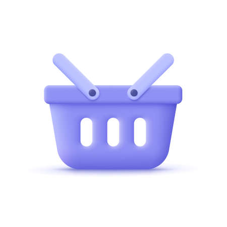 shopping cart. Grocery shop, online shopping. 3d vector icon. Cartoon minimal style.のイラスト素材