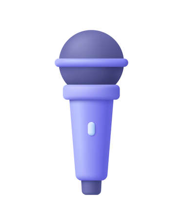 Microphone for radio or music entertainment. Audio equipment for broadcasts and interviews. Singing or podcast concept.3d vector icon. Cartoon minimal style.のイラスト素材
