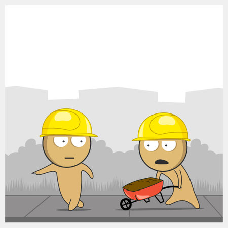 Builders at the construction siteのイラスト素材