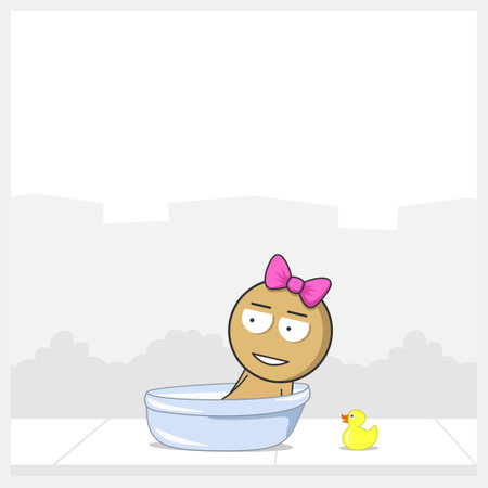 Girl in the bathroomのイラスト素材