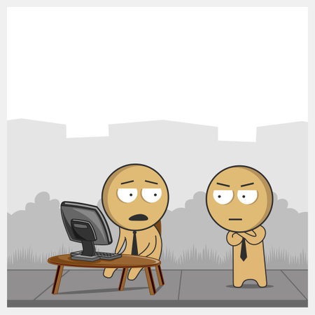 Man at the computerのイラスト素材