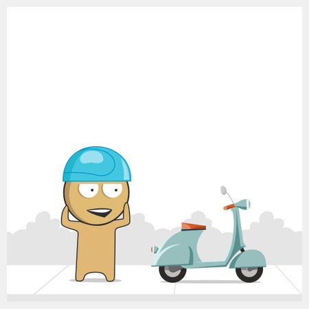 man and scooterのイラスト素材