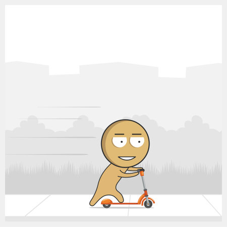 Man riding a scooter fastのイラスト素材