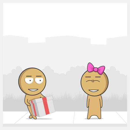 Man Giving a Gift to a Girlのイラスト素材