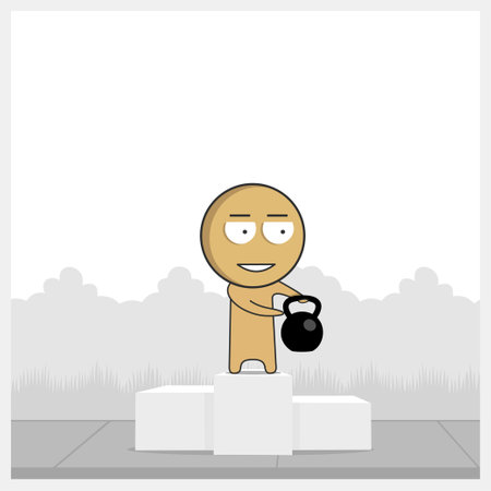 Man on a pedestal with a kettlebellのイラスト素材