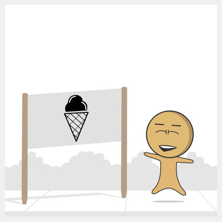 Happy man and ice creamのイラスト素材