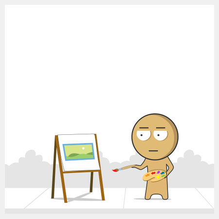 The artist draws a pictureのイラスト素材