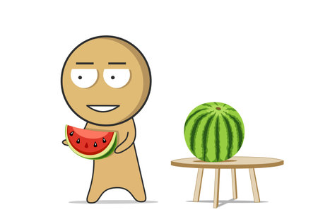 Man with watermelon on a summer dayのイラスト素材
