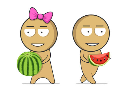 Man with watermelon on a summer dayのイラスト素材