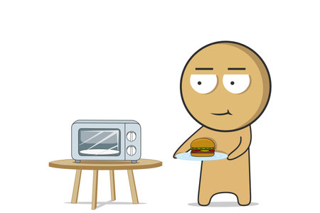 The man bought himself in the store and goes homeのイラスト素材