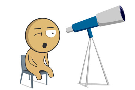 Man looking at the stars through a telescopeのイラスト素材