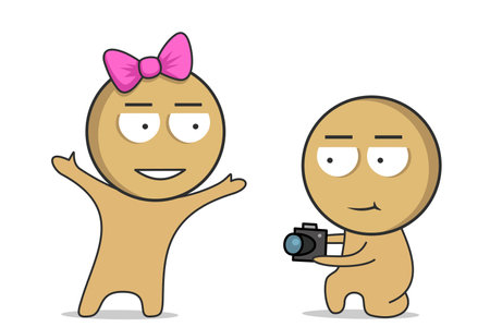 Photographer taking a picture of a girlのイラスト素材