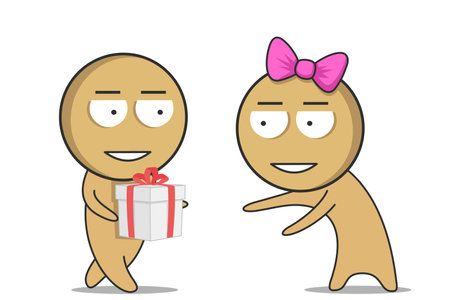Man with a cake in his handsのイラスト素材