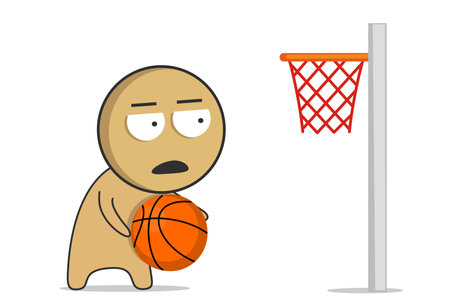Basketball player throws the ball into the ringのイラスト素材