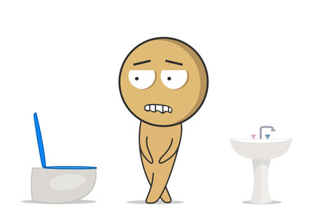 The boy in a hurry goes to the toiletのイラスト素材