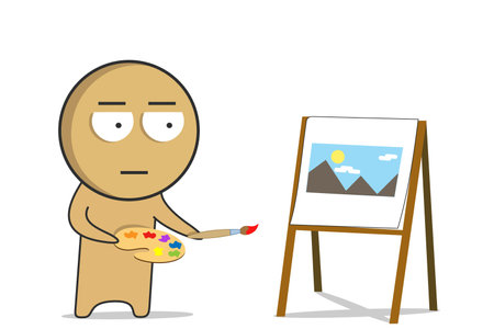 Painting a picture with paintのイラスト素材