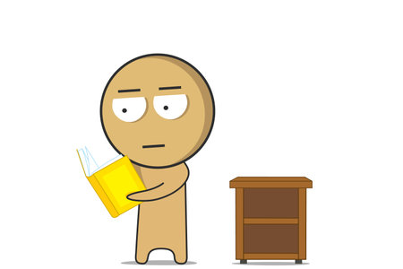 Student reading a book in the libraryのイラスト素材