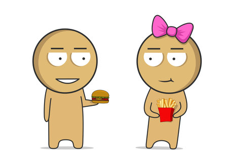 Delicious hamburger and french friesのイラスト素材