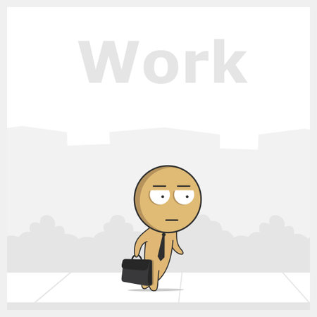 Man with tie and suitcase goes to workのイラスト素材