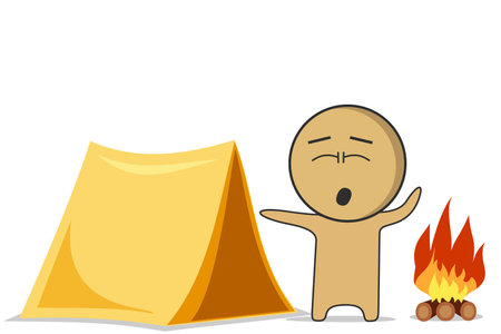 Man in nature with a tentのイラスト素材