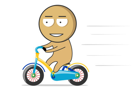 The boy is riding a motorcycle fast on the roadのイラスト素材