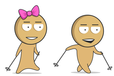 Boy and girl walking down the road togetherのイラスト素材
