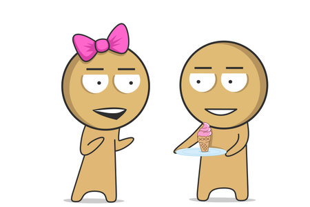 Guy treats girl with ice creamのイラスト素材