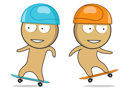 Two skateboarders perform tricks in the airのイラスト素材