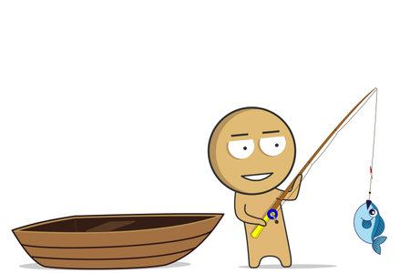 The fisherman caught a fishのイラスト素材