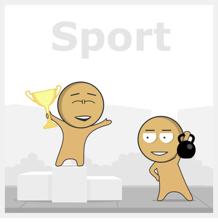 Golden kubak and champion on the podiumのイラスト素材