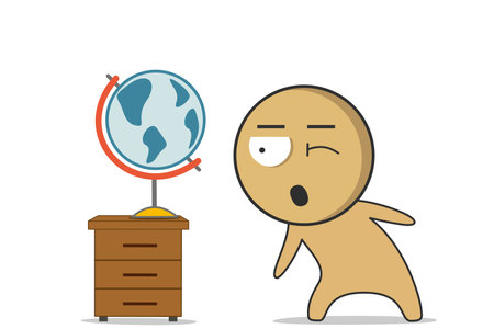 The boy carefully looks at the globeのイラスト素材