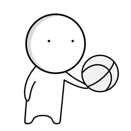 A cartoon of a person holding a ballのイラスト素材