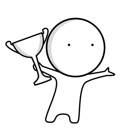 A cartoon of a person holding a trophyのイラスト素材