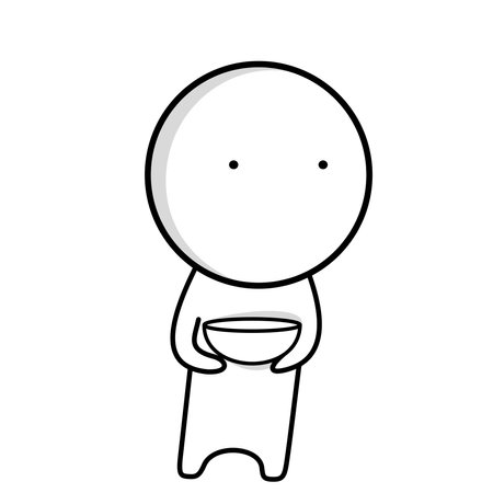 Boy with a plate of foodのイラスト素材