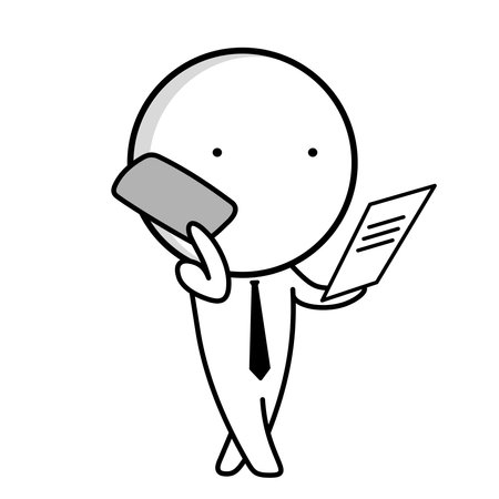 Cartoon of a man talking on a phoneのイラスト素材