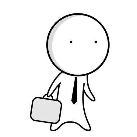 A cartoon of a man with a briefcase in his hand.のイラスト素材
