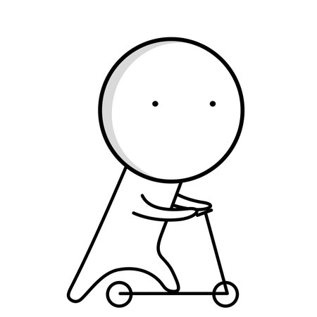 Man riding a scooter fastのイラスト素材