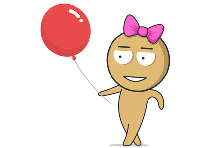 Girl with a balloon in her handのイラスト素材