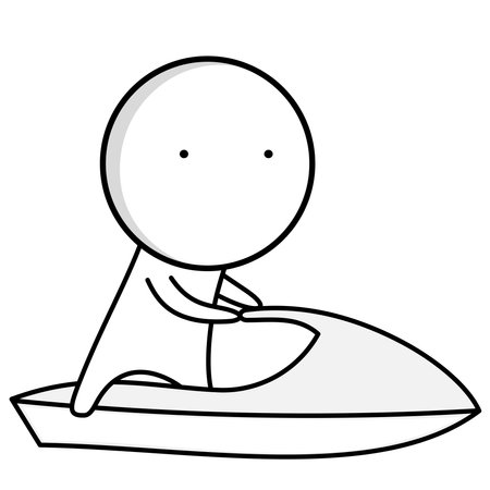 Man on the sea on a jet skiのイラスト素材