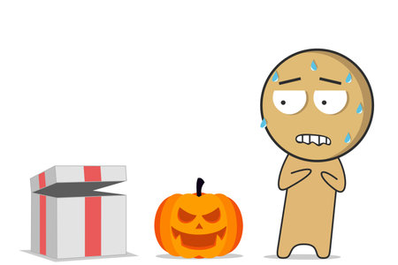Halloween Pumpkin, terrified manのイラスト素材