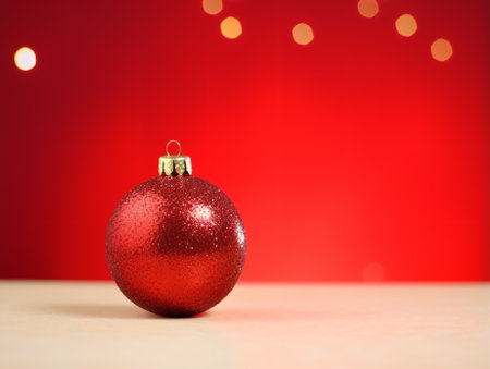 Christmas card with fir and decor on glitter backgroundの素材