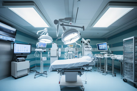 Advanced medical equipment in modern hospital operating roomの素材