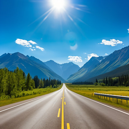 Road through the valley to the mountainsの素材