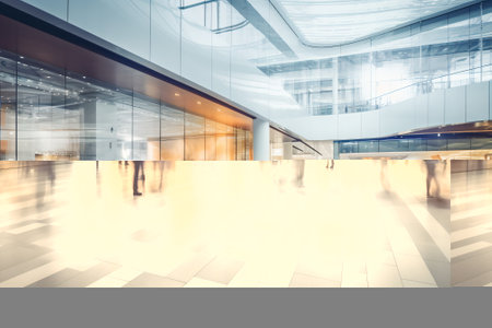 People walking in a modern shopping mallの素材