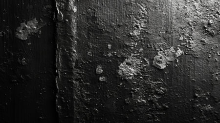 Black painted metal surface with peeling paintの素材