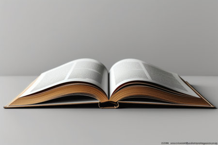 Open book on a solid gray backgroundの素材