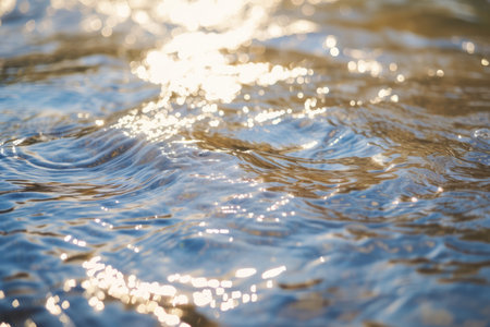 Sunlight reflecting off the surface of a riverの素材