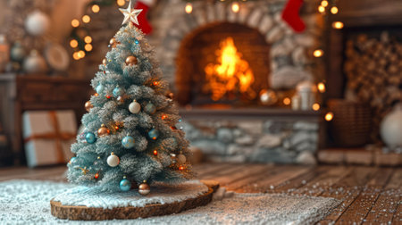 Christmas tree in a cozy living roomの素材