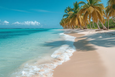 Beach with palm trees and white sandの素材